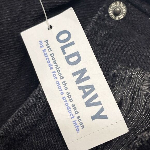 Old Navy High Rise Black Slouchy Straight Distressed Short Button Zip Pockets 12 - Picture 10 of 10